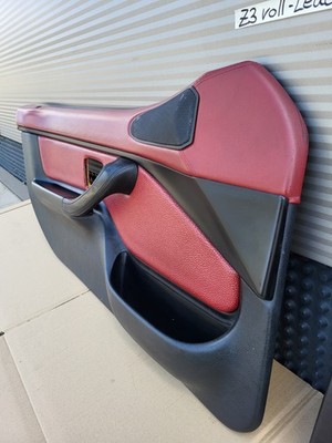BMW Z3 Roadster  Tür Verkleidung Voll Leder Rot Schwarz R+L + Türgriff ABHOLUNG 