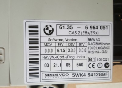 BMW E90  E91  E92  E93  E87 DDE Motor Steuergerät 7798207 + CAS Modul 6964051