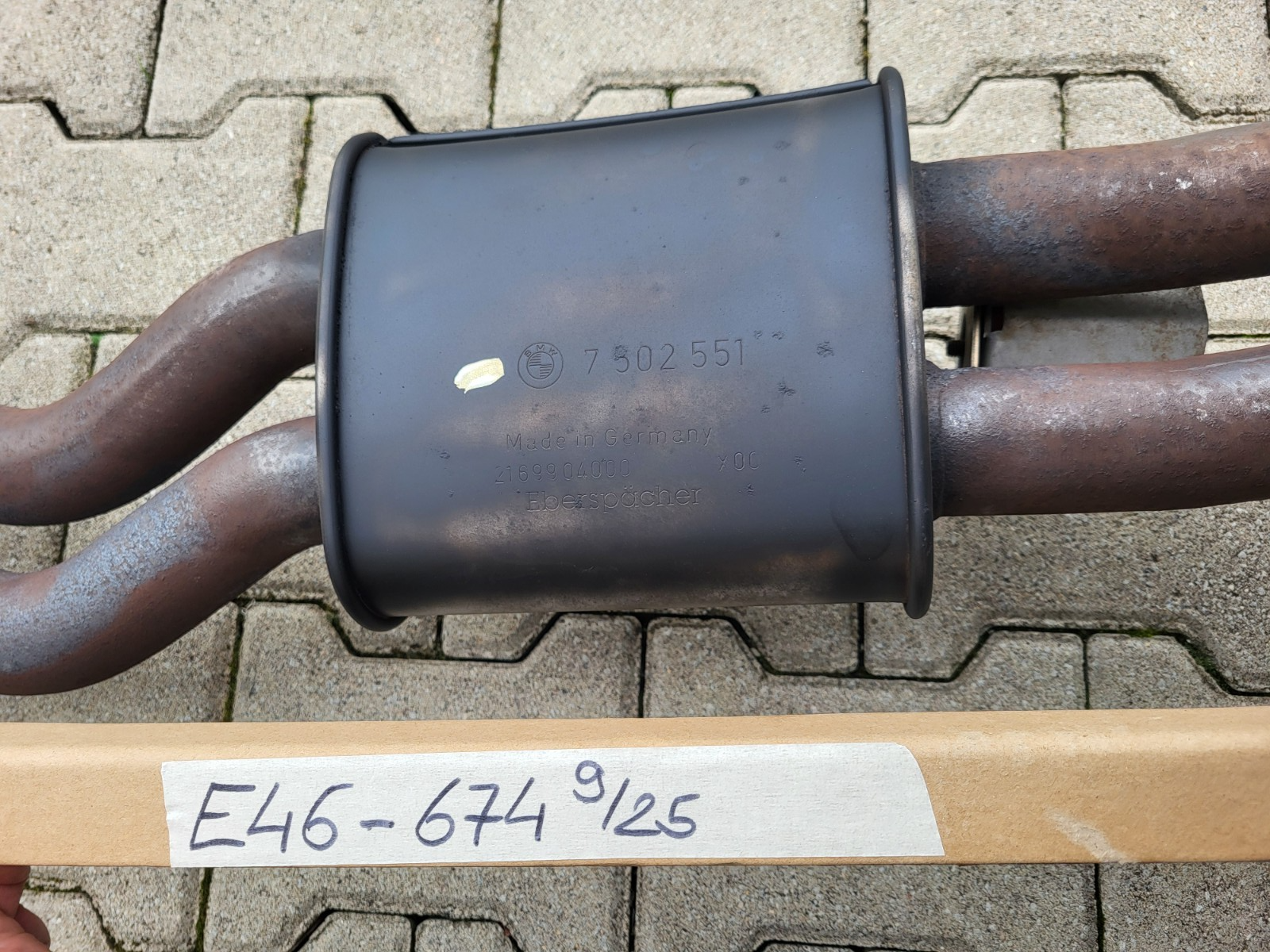 BMW E46 Auspuff Endschalldämpfer Endtopf + Mittelschalldämpfer 7502674 ABHOLUNG