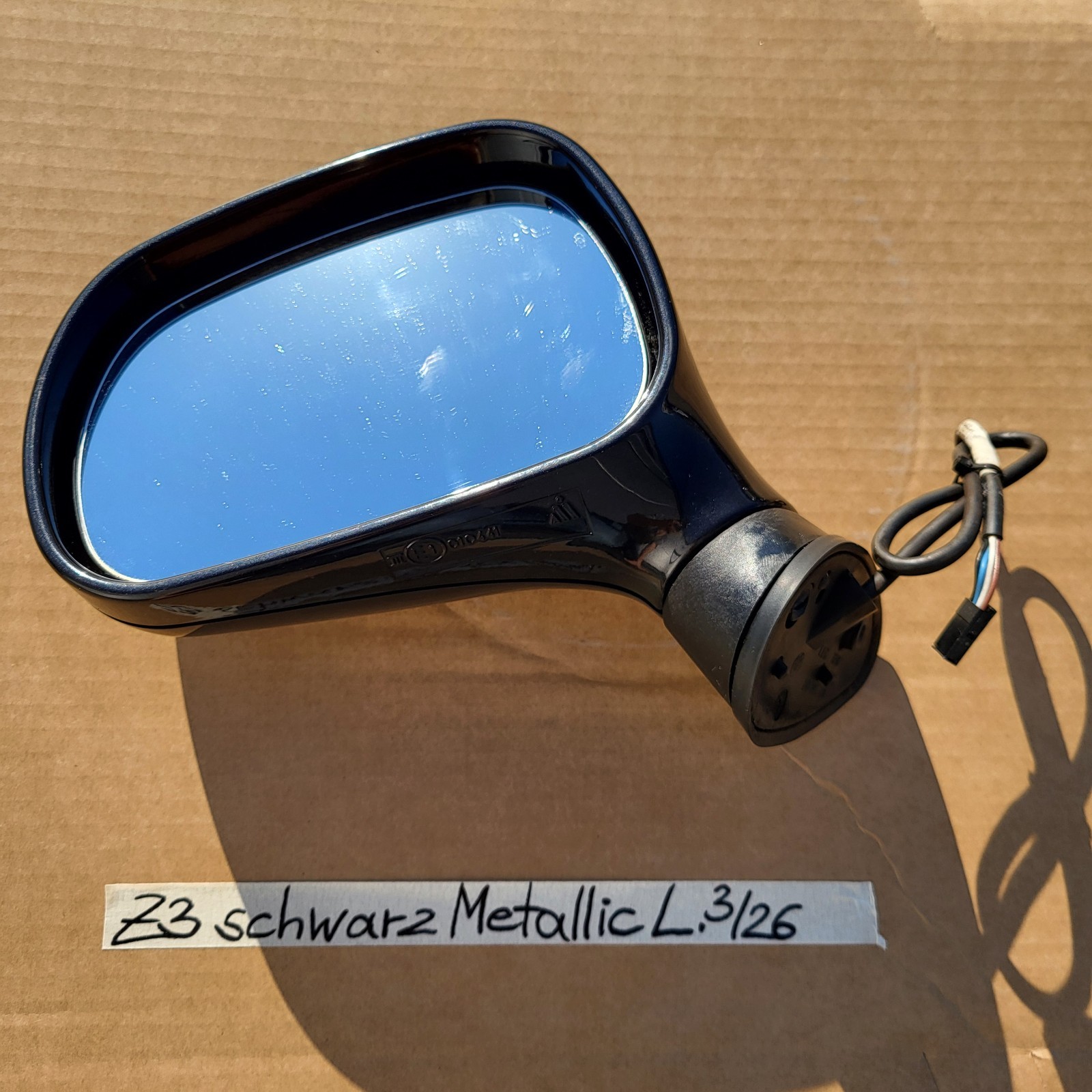 BMW Z3 Roadster + Coupe Seiten Außen Spiegel Glas Motor LINKS Schwarz Metallic