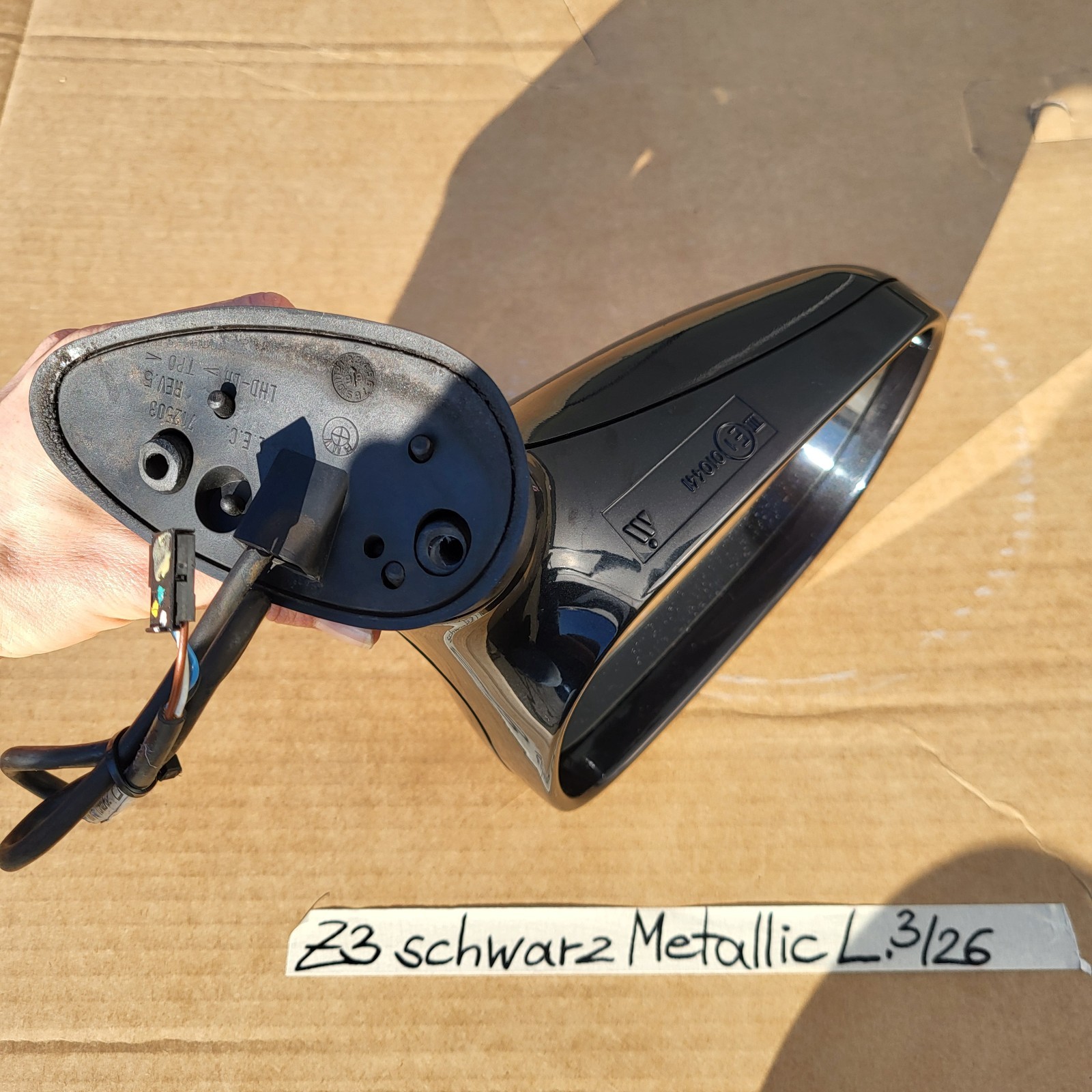 BMW Z3 Roadster + Coupe Seiten Außen Spiegel Glas Motor LINKS Schwarz Metallic