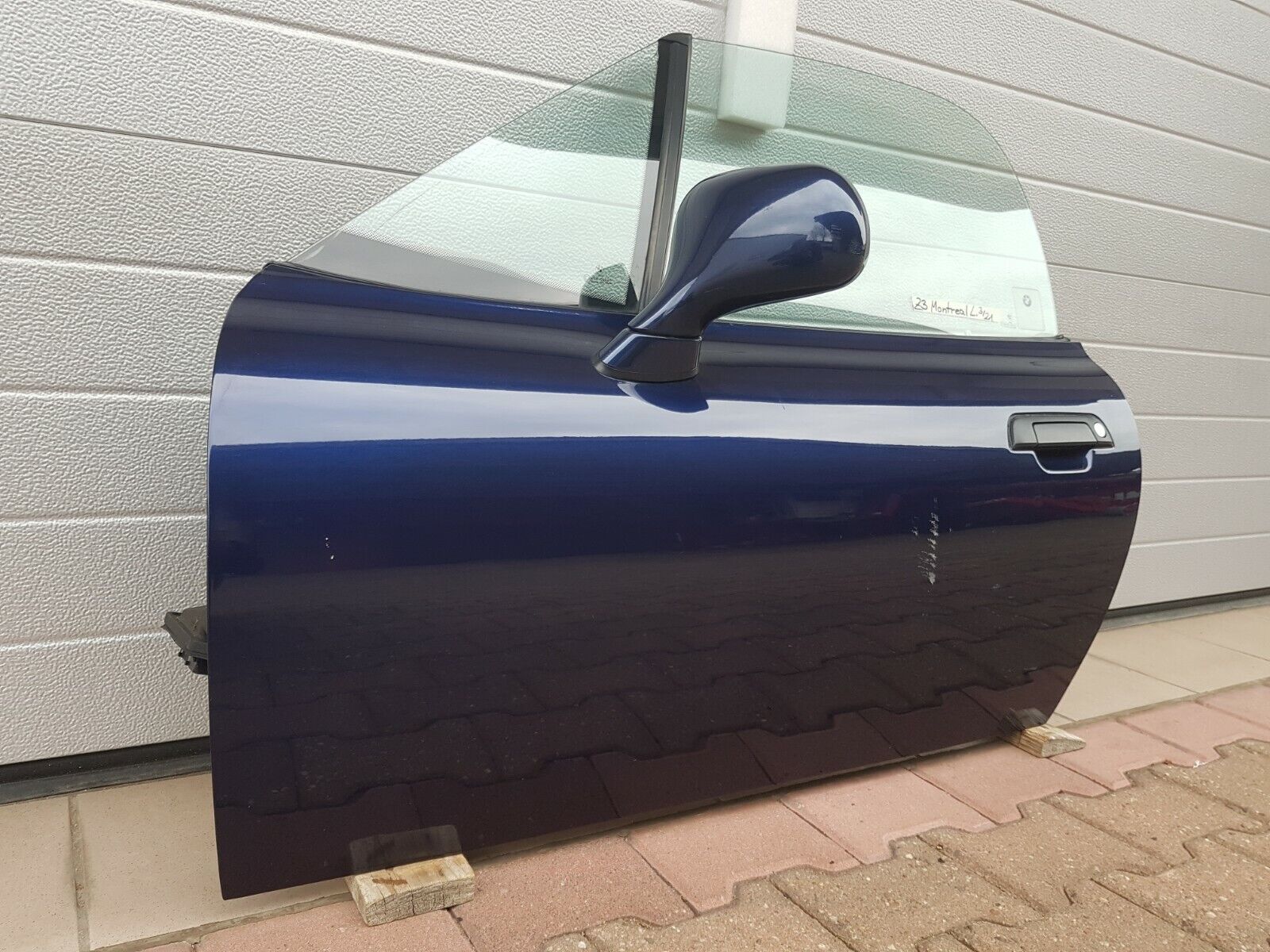 BMW Z3 Roadster Coupe Fahrer Tür LINKS Montreal blau Kratzer ohne Spiegel